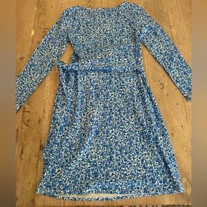 Lands' End Blue and White Floral Print Dress XS